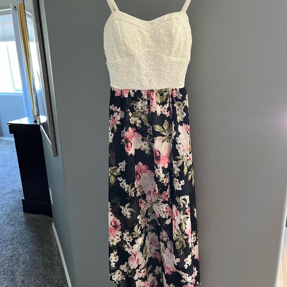 White lace and floral dress
